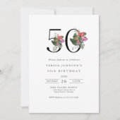 Einfache Elegant Tropical 50. Geburtstag Einladung (Vorderseite)