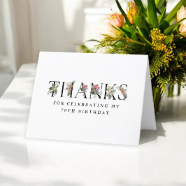 Einfache Elegant Tropical 70. Geburtstag Dank Dankeskarte