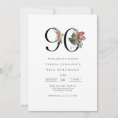 Einfache Elegant Tropical 90. Geburtstag Einladung (Vorderseite)