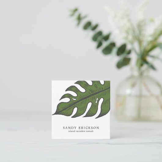 Einfache Elegant Tropical Modern Quadratische Visitenkarte (Stehend Vorderseite)