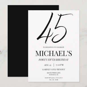 Einfache Elegant Unisex 45. Geburtstagsparty Einladung