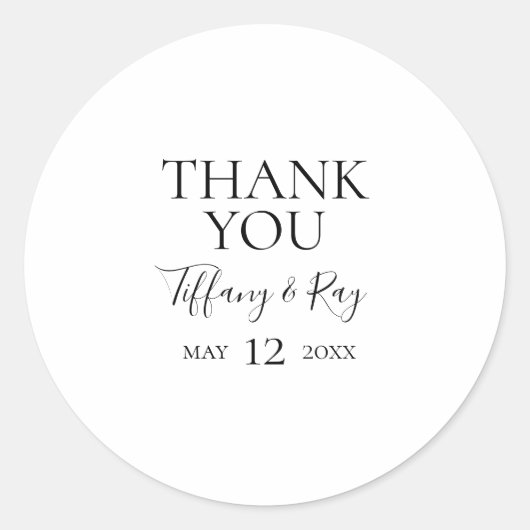 Einfache Elegant Vielen Dank Gastgeschenk Hochzeit Runder Aufkleber (Vorderseite)