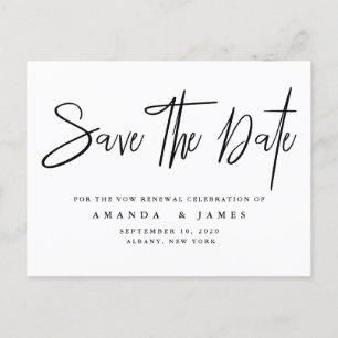Einfache Elegant Vow Erneuerung Save the Date Ankündigungspostkarte