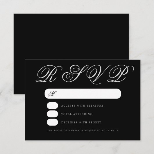 Einfache Elegant Wedding Black Script UAWG RSVP Karte (Vorne/Hinten)