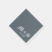 Einfache Elegant Wedding Monogram Gray Serviette (Ecke)