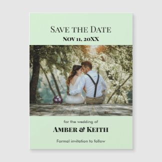 Einfache Elegant Wedding Save the Date Green Annou Magnetkarte