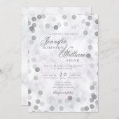 Einfache Elegant Wedding Silver Confetti Marmor Einladung (Vorne/Hinten)