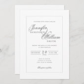 Einfache Elegant Wedding Silver Gray Script Einladung (Vorne/Hinten)