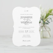Einfache Elegant Wedding Silver Monogram Einladung (Stehend Vorderseite)