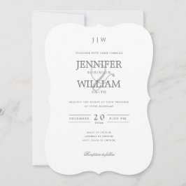 Einfache Elegant Wedding Silver Monogram Einladung