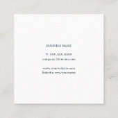 Einfache Elegant White Blue Consultant Quadratische Visitenkarte (Rückseite)