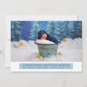 Einfache Elegant White |Blue Foto Collage Boy Birt Ankündigung (Vorderseite)