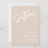 Einfache Elegant White Champagne Sweet 16 Script Einladung (Vorderseite)