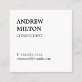 Einfache Elegant White Consultant Quadratische Visitenkarte (Vorderseite)