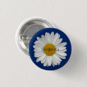 Einfache Elegant White Daisy Blume Royal Blue Button (Vorne & Hinten)