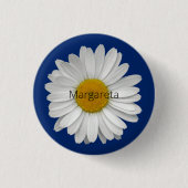 Einfache Elegant White Daisy Blume Royal Blue Button (Vorderseite)