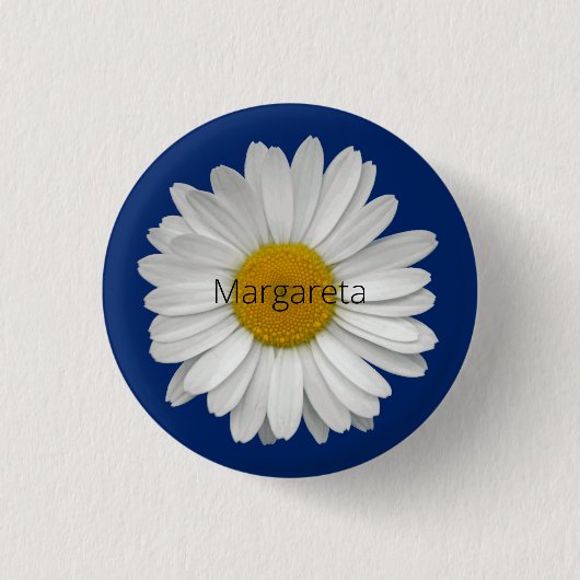 Einfache Elegant White Daisy Blume Royal Blue Button (Vorderseite)