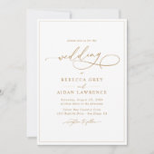 Einfache Elegant White Gold Calligraphy Script Einladung (Vorderseite)