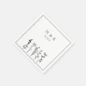 Einfache Elegant Wild Blume Wedding Monogram Serviette (Ecke)