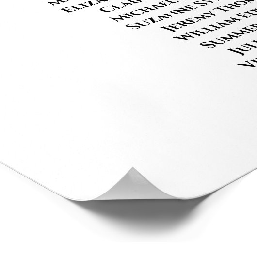 Einfache elegante 14-Tisch-Hochzeitskarte Poster (Ecke)