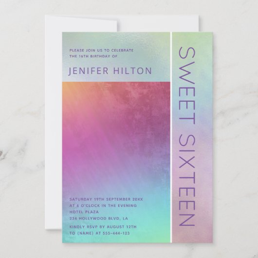 Einfache, elegante 16 . Geburtstag Einladung (Vorderseite)