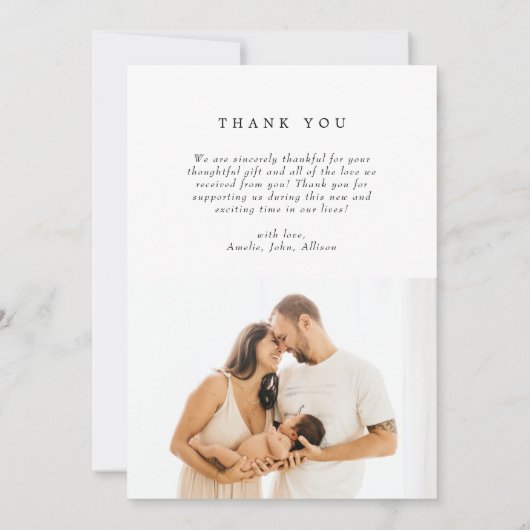 Einfache Elegante 2 Fotos New Baby Ankündigung (Rückseite)