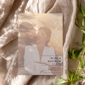 Einfache, elegante 2 Fotos Schwarz-weiße Hochzeit Einladung