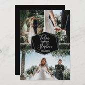 Einfache, elegante 3-Foto-Collage Einladung (Vorne/Hinten)