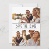 Einfache elegante 3-Foto-Hochzeit speichern das Da Save The Date (Vorderseite)