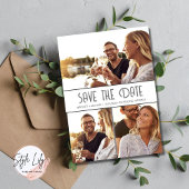 Einfache elegante 3-Foto-Hochzeit speichern das Da Save The Date