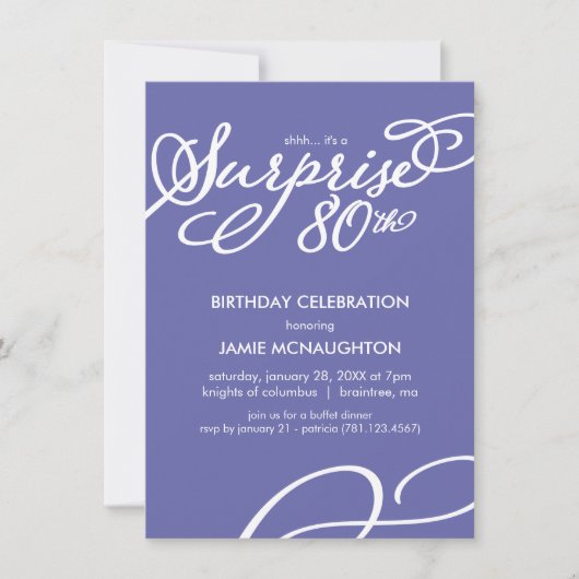Einfache, elegante 80. Geburtstagseinladung Einladung (Vorderseite)