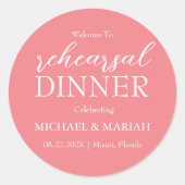 Einfache Elegante Abendessen vor der Probe Runder Aufkleber (Vorderseite)