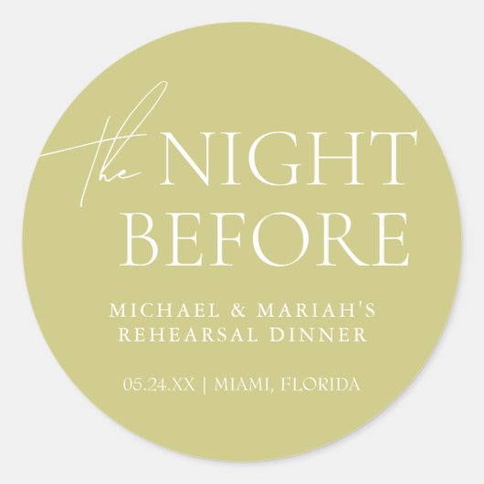 Einfache Elegante Abendessen vor der Probe Runder Aufkleber (Vorderseite)