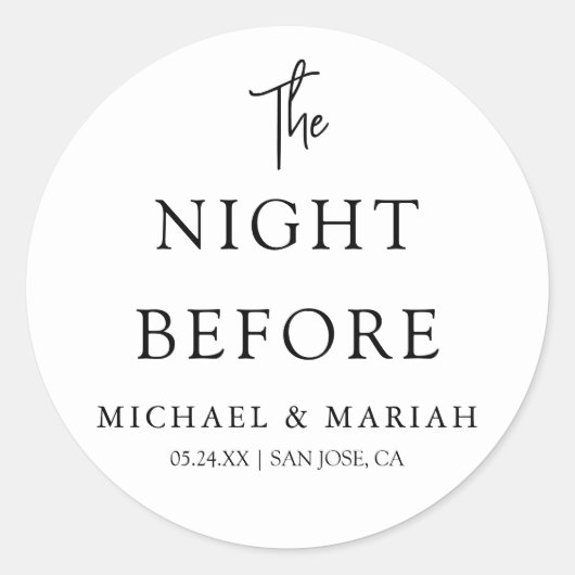 Einfache Elegante Abendessen vor der Probe Runder Aufkleber (Vorderseite)