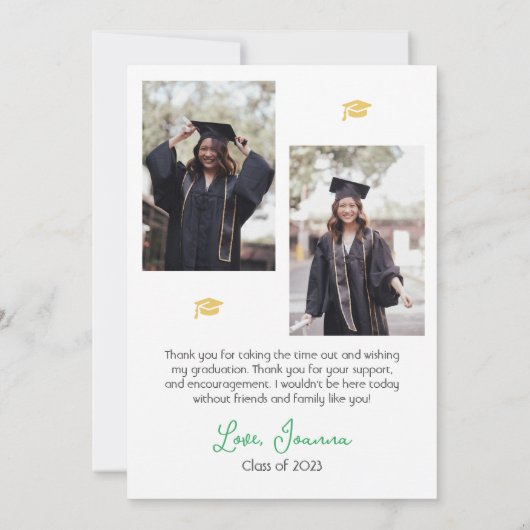 Einfache Elegante Abschluss Gold Cap Danke Script (Rückseite)