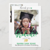 Einfache Elegante Abschluss Gold Cap Danke Script (Vorne/Hinten)