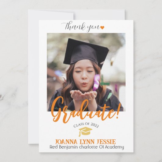 Einfache Elegante Abschluss Gold Cap Danke Script (Vorderseite)