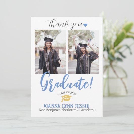 Einfache Elegante Abschluss Gold Cap Danke Script (Stehend Vorderseite)