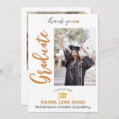 Einfache Elegante Abschluss Gold Cap Danke Script (Vorne/Hinten)