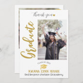 Einfache Elegante Abschluss Gold Cap Danke Script (Vorne/Hinten)