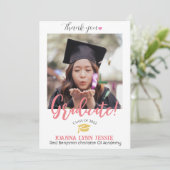 Einfache Elegante Abschluss Gold Cap Danke Script (Stehend Vorderseite)