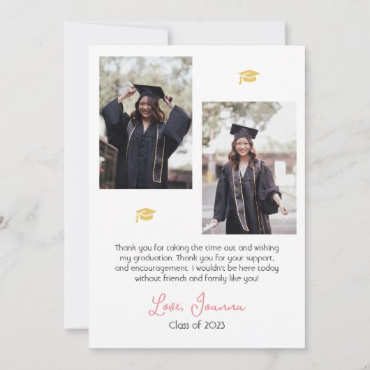 Einfache Elegante Abschluss Gold Cap Danke Script (Rückseite)