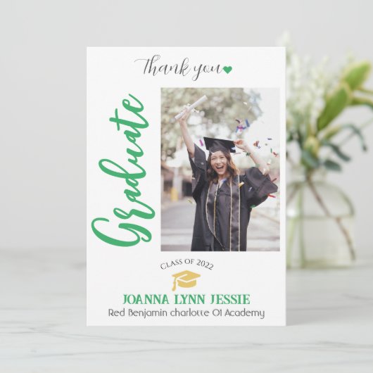 Einfache Elegante Abschluss Gold Cap Danke Script (Stehend Vorderseite)