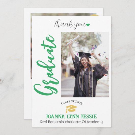 Einfache Elegante Abschluss Gold Cap Danke Script (Vorne/Hinten)