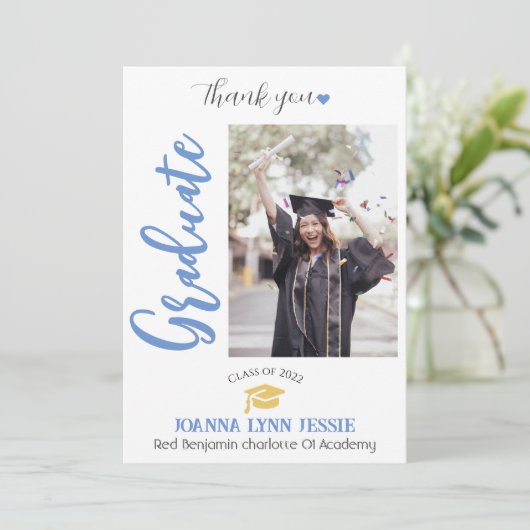 Einfache Elegante Abschluss Gold Cap Danke Script (Stehend Vorderseite)