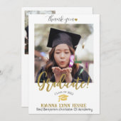 Einfache Elegante Abschluss Gold Cap Danke Script (Vorne/Hinten)