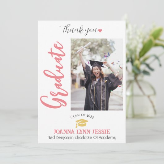 Einfache Elegante Abschluss Gold Cap Danke Script (Stehend Vorderseite)