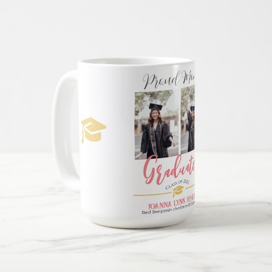 Einfache Elegante Abschluss Gold Cap Danke Script Kaffeetasse (Vorderseite Links)