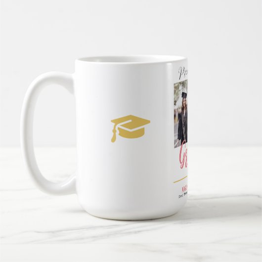 Einfache Elegante Abschluss Gold Cap Danke Script Kaffeetasse (Links)