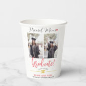 Einfache Elegante Abschluss Gold Cap Danke Script Pappbecher (Rückseite)